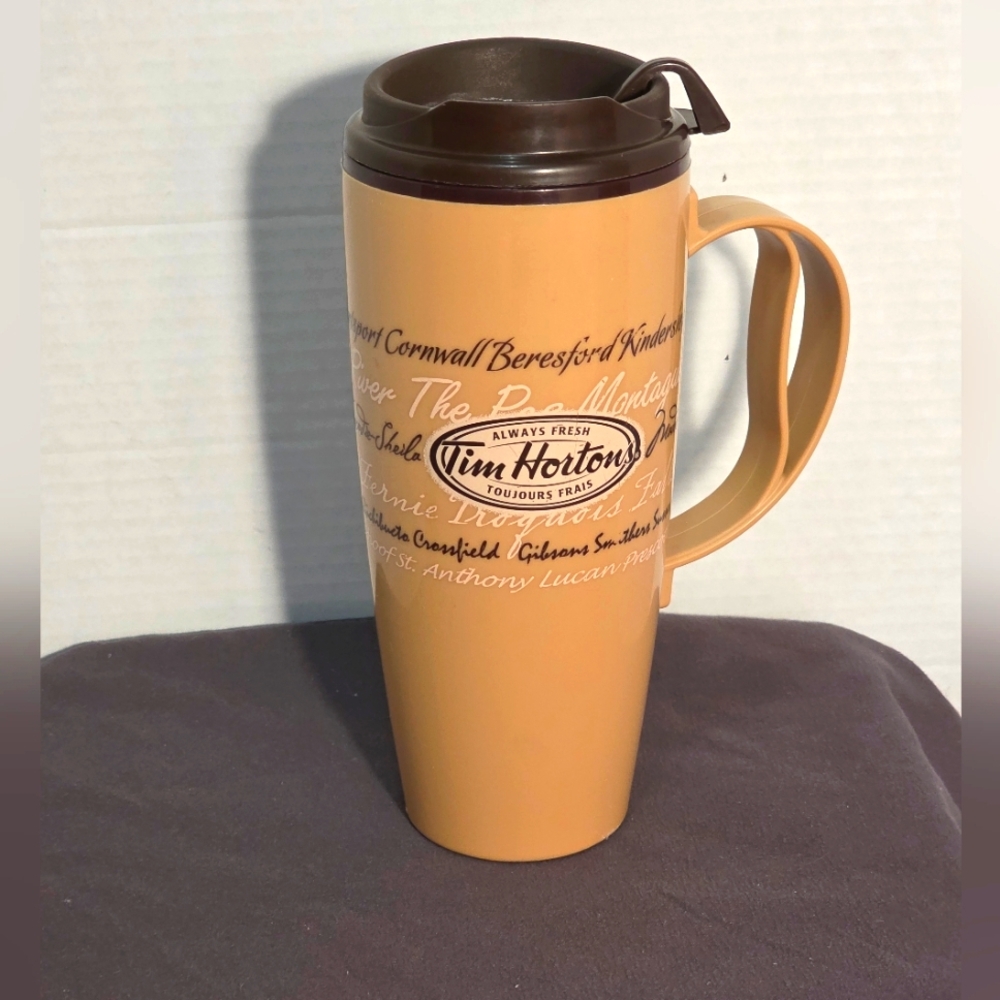 Tim Hortons Thermo Serv Plastic Tumbler Travel Mug Tea Coffee 16 OZ Deluxe